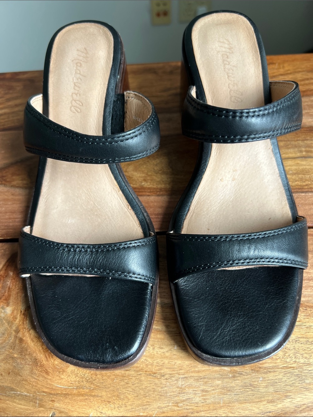 Madewell The Saige Double-Strap Block Heel Leather Sandal